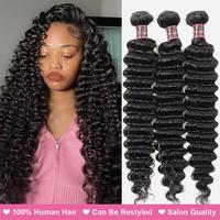 Deep Wave Bundles 100% Virgin Human Hair Weave Bundles 100g/pc Natural Color Remy Hair Weave Extensions Outdoorfun