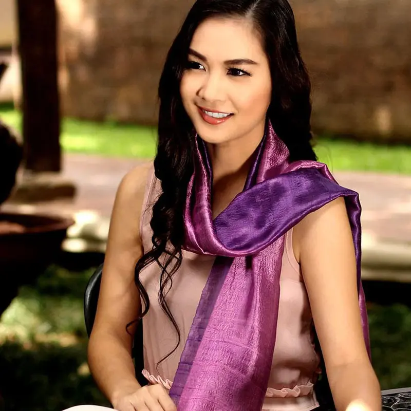 NOVICA Violet Duality Purple Silk Batik Scarf