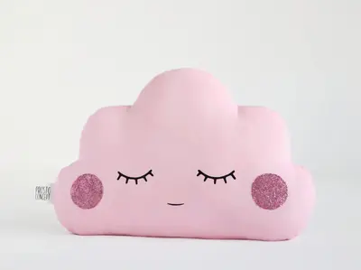 Pink Small Cloud Pillow with Glitter Cheeks