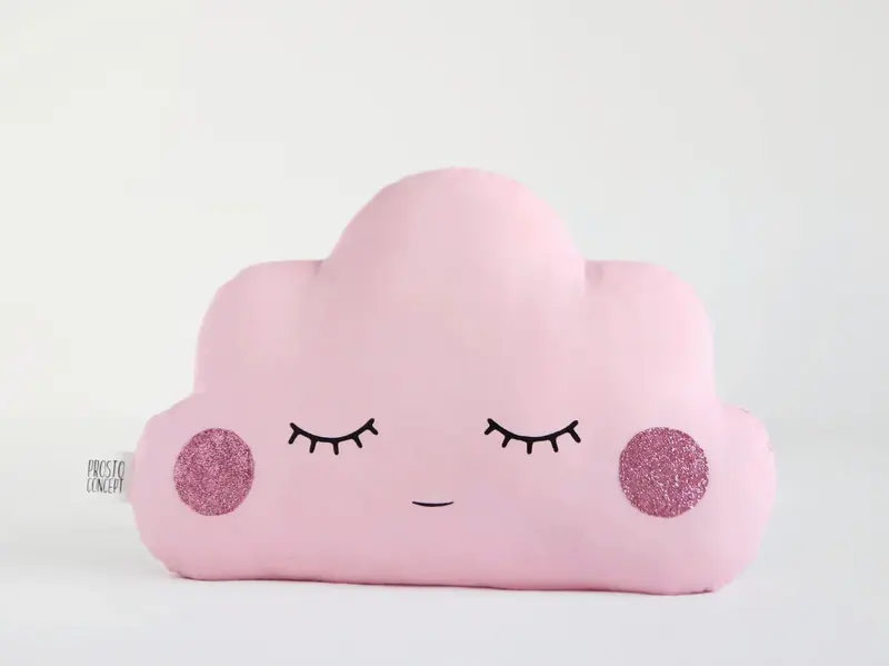 Pink Small Cloud Pillow with Glitter Cheeks