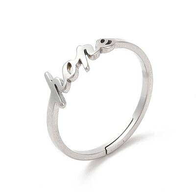 Non-Tarnish 304 Stainless Steel Word Hope Adjustable Ring