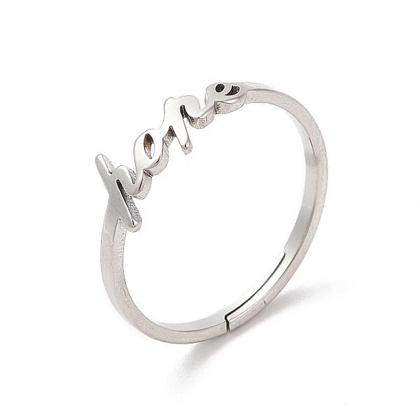 Non-Tarnish 304 Stainless Steel Word Hope Adjustable Ring