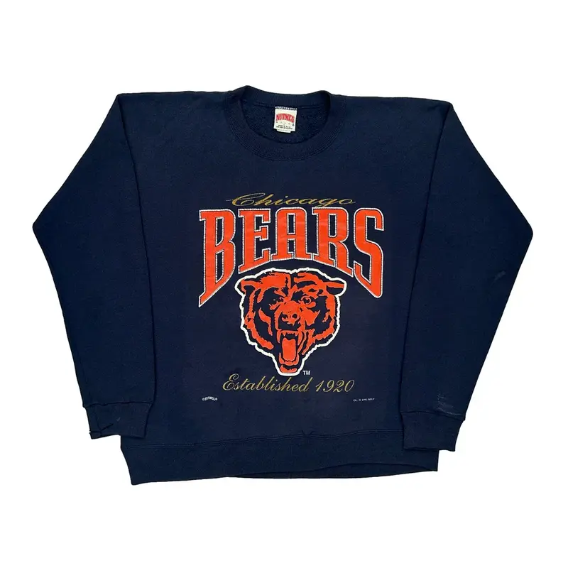 Made In Usa Chicago Bears Nutmeg Nfl Sweatshirt - Large Navy Cotton Blend