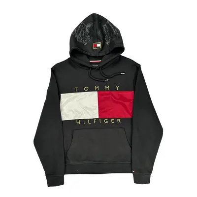 Tommy Hilfiger Graphic Hoodie - Small Black Cotton Blend