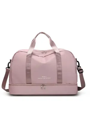 Simple Plain Large Capacity Luggage Organizer Travel Bag, Lightweight Nylon Waterproof Zipper Shoulder Bag, Casual Sports Fit...