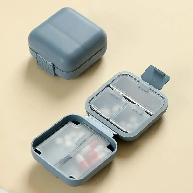 Square Portable Multi-grid Pill Storage Box, 1 Count/2 Counts Multi-grid Medicine Storage Box, Portable Pill Organizer with L...