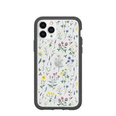 Clear Shadow Blooms iPhone 11 Pro Case With Black Ridge