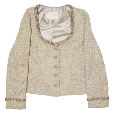 KRUGER Womens Blazer Jacket Beige Knit UK 14