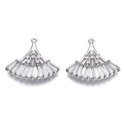 Brass Micro Pave Clear Cubic Zirconia Pendants
