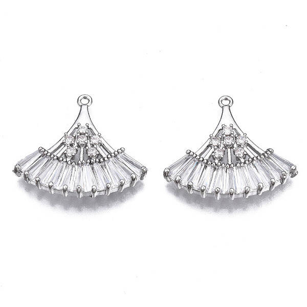 Brass Micro Pave Clear Cubic Zirconia Pendants