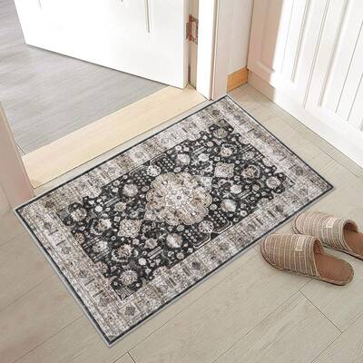 Garvee Area Rug 2x3 Washable Rug Vintage Medallion Doormat Boho Floral Accent Rug Indoor Entrance Kitchen Mat Soft Low Pile F...