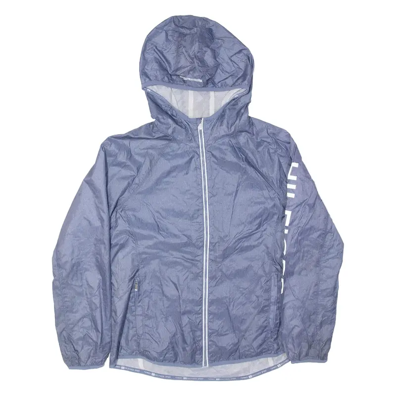 TOMMY HILFIGER Lightweight Womens Rain Jacket Blue Hooded L