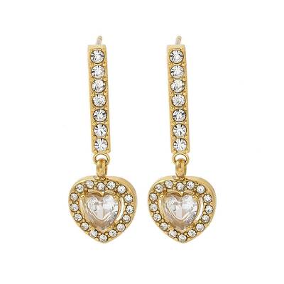 Ion Plating(IP) Stainless Steel Inlay Rhinestone & Clear Cubic Zirconia Stud Earrings for Women