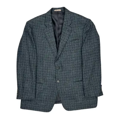 Armani Checked Blazer - Medium Blue Wool Blend