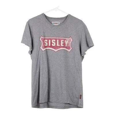 Sisley Spellout T-Shirt - Small Grey Cotton
