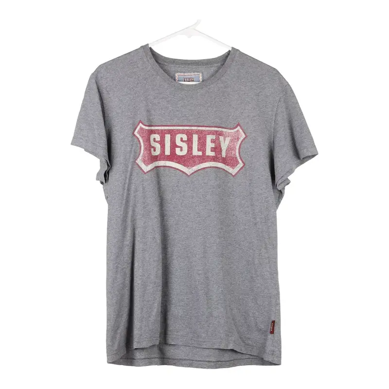 Sisley Spellout T-Shirt - Small Grey Cotton