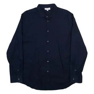 CALVIN KLEIN Mens Plain Shirt Blue Long Sleeve XL