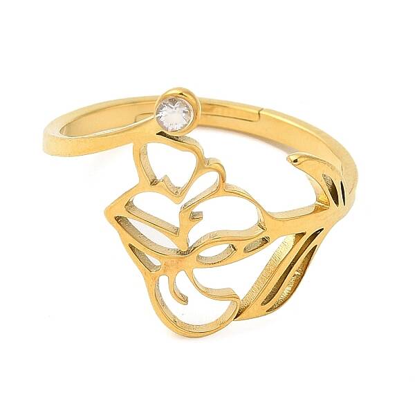 304 Stainless Steel with  Cubic Zirconia Adjustable Rings
