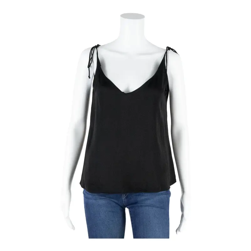 UTERQUE Cropped Top Black Viscose Sleeveless Womens S