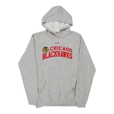Age 16 Chicago Blackhawks Reebok NHL Hoodie - XL Grey Cotton Blend