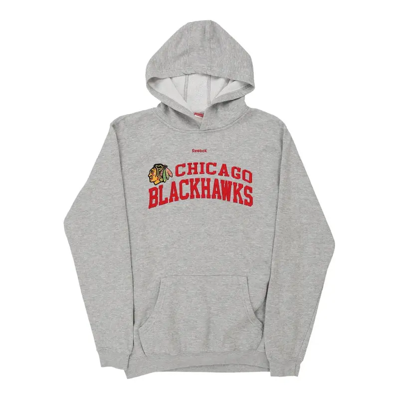 Age 16 Chicago Blackhawks Reebok NHL Hoodie - XL Grey Cotton Blend