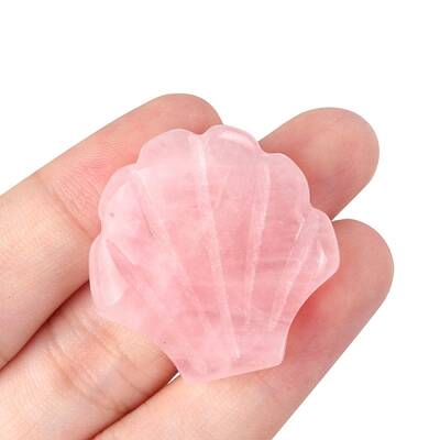 Natural Rose Quartz Carved Healing Shell Shape Figurines