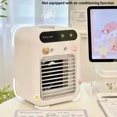 USB Rechargeable Air Cooler Fan, Water Cooling Air Conditioner for Room and Office, Multi-Functional Home Use, Lowers Tempera...