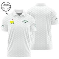 Masters Tournament Golf Callaway Polo Shirt Logo Text Pattern White Green Golf Sports Fan made, All-Day Comfort, Zero Comprom...