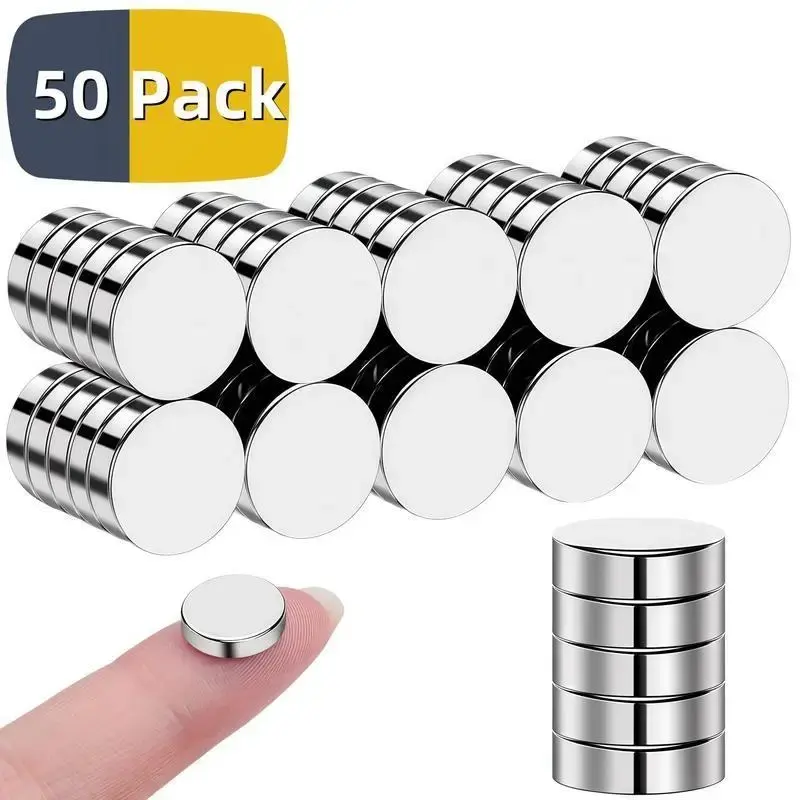 Round Small Rare Earth Strong Magnets, 50pcs Mini Refrigerator Neodymium Magnets, Disc Magnets for Whiteboard Locker Fridge C...
