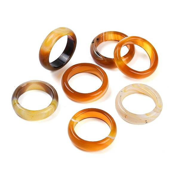 Dyed & Heated Natural Striped Agate/Banded Agate Finger Rings for Women
