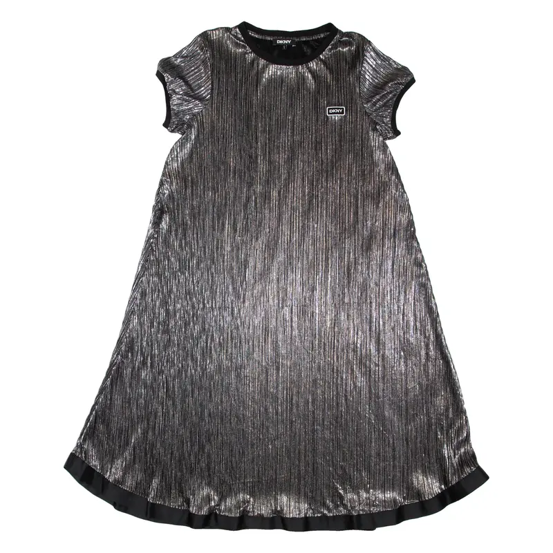 DKNY Womens T-Shirt Dress Silver Short Sleeve Knee Length S