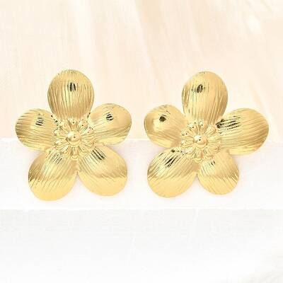 304 Stainless Steel Flower Stud Earrings