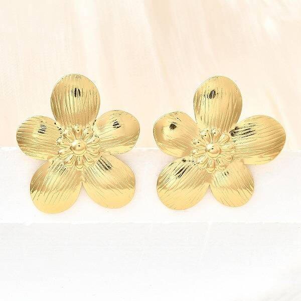 304 Stainless Steel Flower Stud Earrings