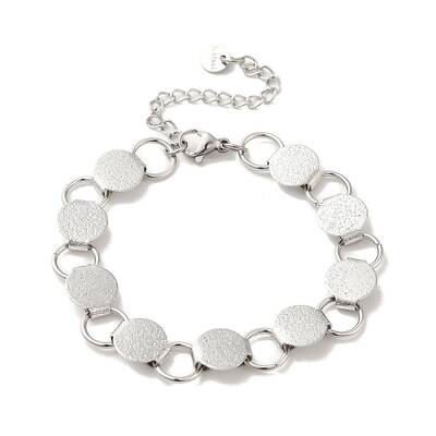 Non-Tarnish 304 Stainless Steel Flat Round Link Chain Bracelet