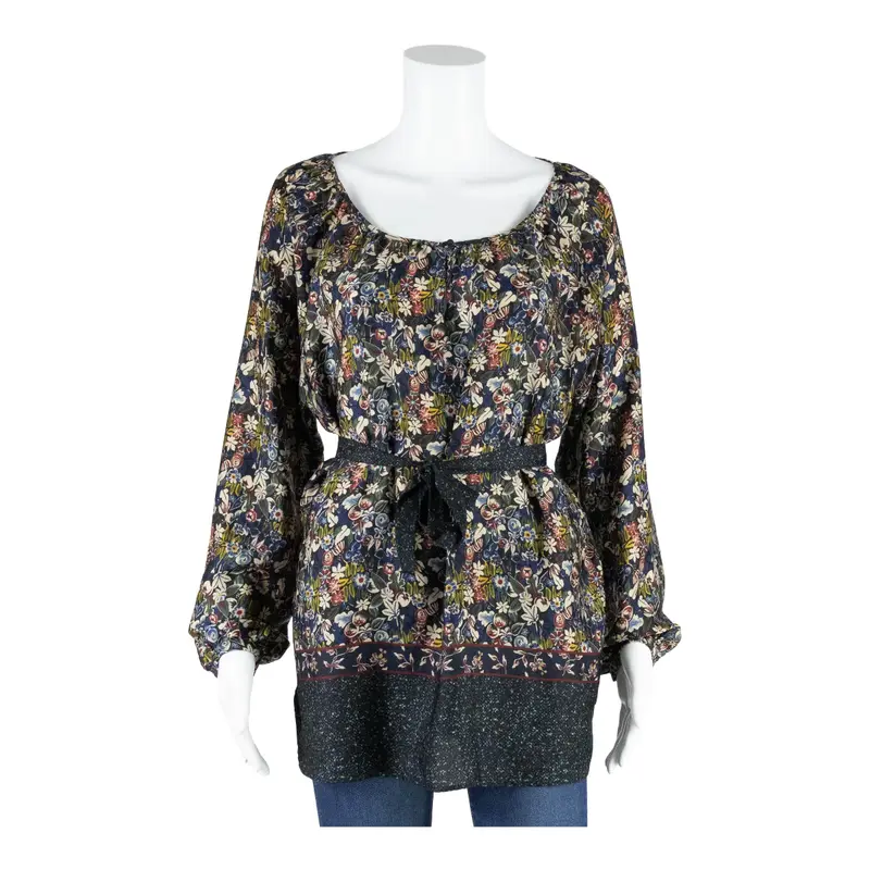 GERARD DAREL Blouse Blue Floral Long Sleeve Womens XL