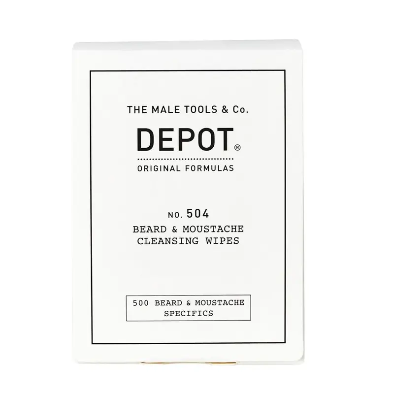 Set, Depot, 500 Specifics for Beard and Moustache No. 504, Beard and Moustache Cleansing Wipes, 12 Pieces