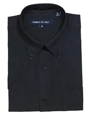 Oxford Black Short Sleeve Button Down Cotton Blend Men's Men's Dress Shirt