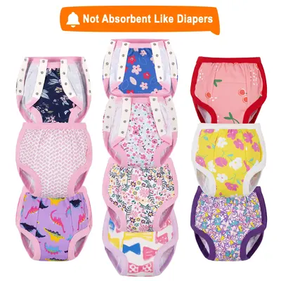 10-Pack Toddler Boys & Girls Reusable Potty Training Pants – Cotton Side Button Training Underwear