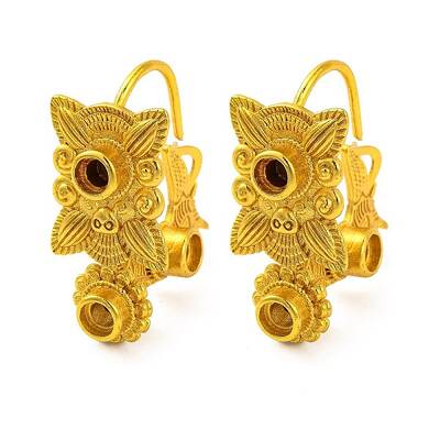 Flower Brass Earring Hooks with Round Tray
