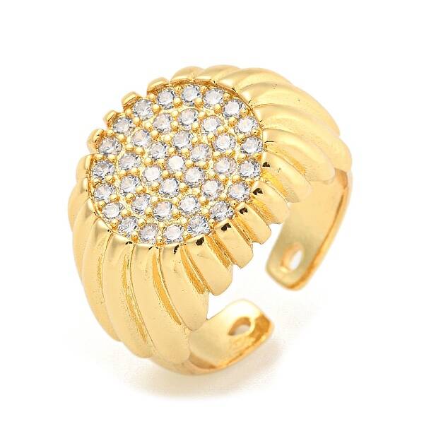Clear Cubic Zirconia Round Wide Open Cuff Ring