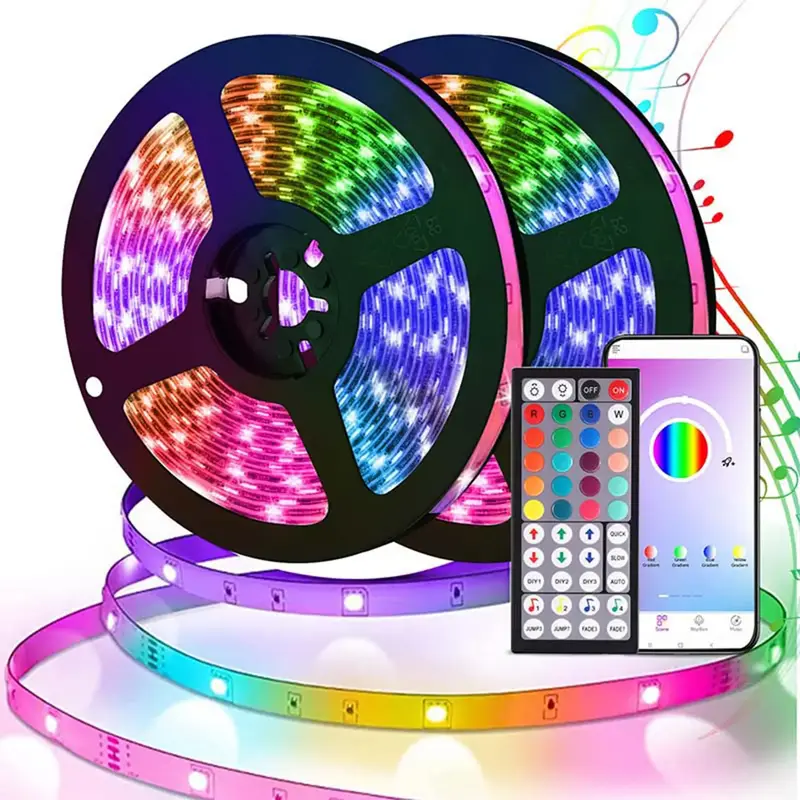 100FTrgb led lights for Bedroom Smart Led Rope Lights rgb Color Changing Time Setting Music Sync Strip Lights with App & Remo...