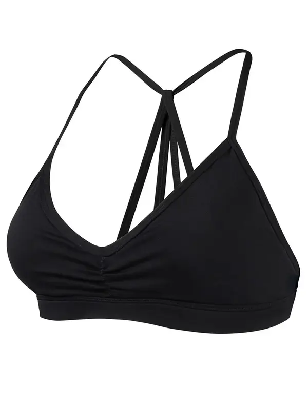 Women's Plain Ruched Padded Wireless Sports Bra, Solid Breathable Comfortable Bra, Women's Sport & Outdoor Clothing for Indoo...