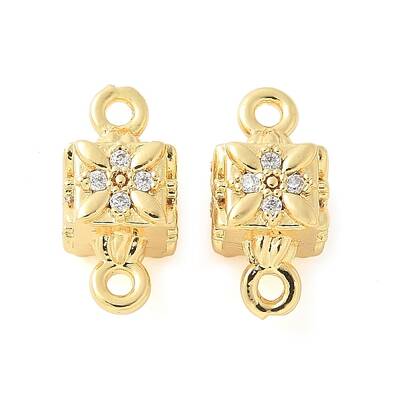 Brass Micro Pave Cubic Zirconia Connector Charms