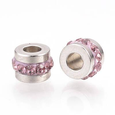 201 Stainless Steel Polymer Clay Rhinestone Inlaid Beads