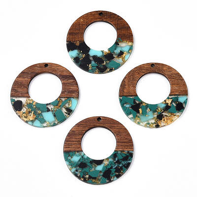 Transparent Resin & Walnut Wood Pendants