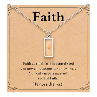 Rectangle 216 Stainless Steel Mustard Seed Pendant Necklaces for Women