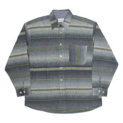 VINCI Mens Shirt Grey Striped Long Sleeve L
