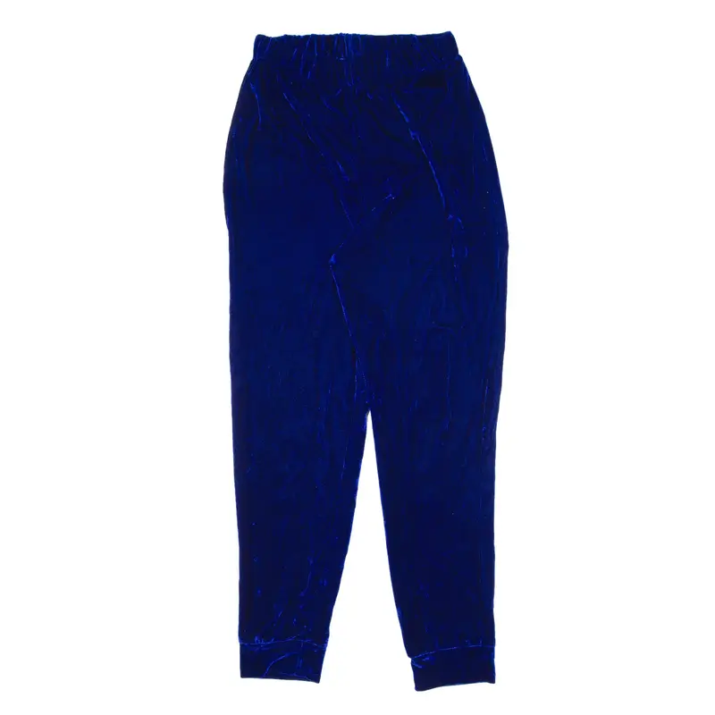 Velvet Trousers Blue Regular Mom Womens W24 L28