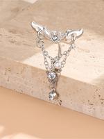 Women's Elegant Rhinestone Decorated Heart & Wing Design Navel Ring, Trendy All-match Navel Ring, Fashionable Body Jewelry Fo...