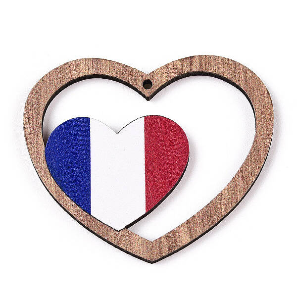 French Theme Printed Wood Pendants